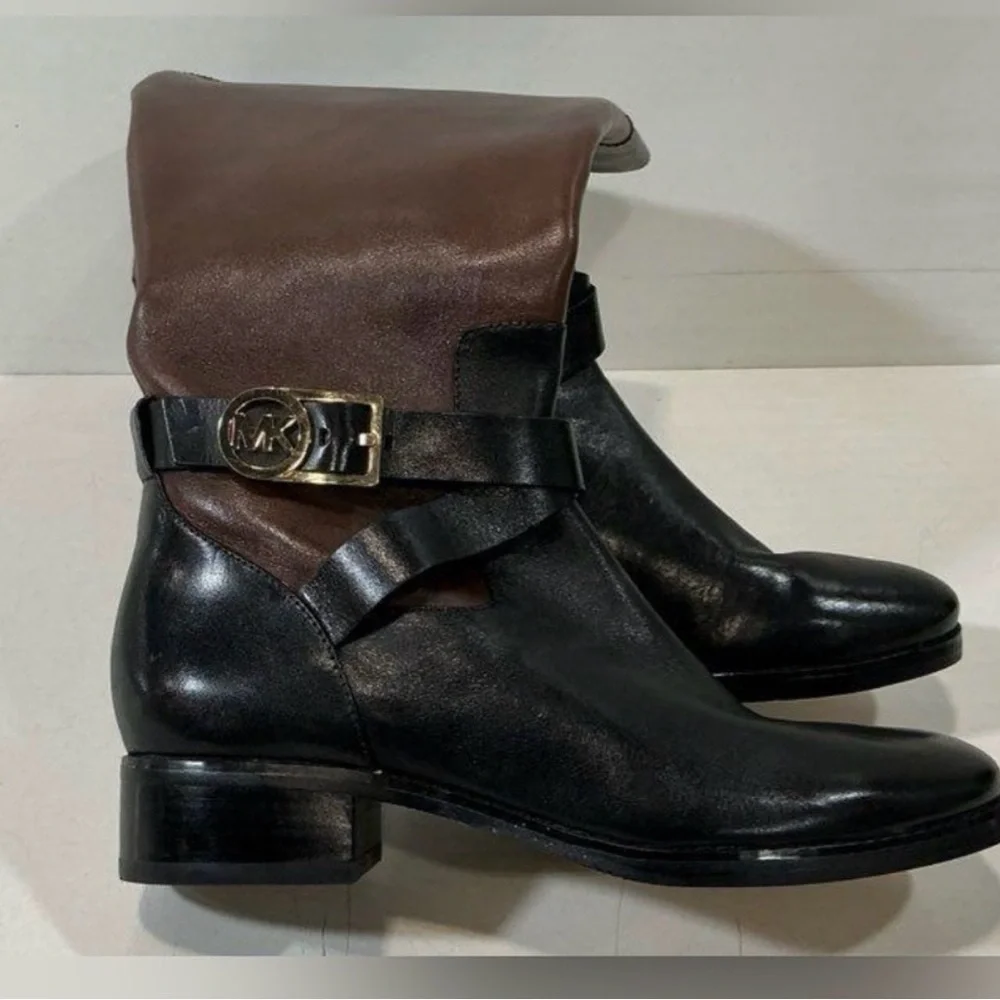NWOT Michael Kors Black and Brown Over the Knee Boots